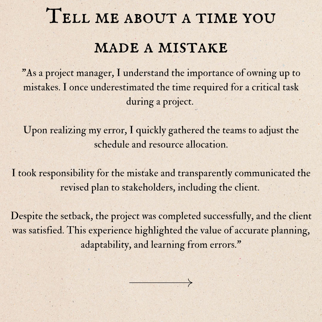 Interview Question Tell Me About A Time You Made A Mistake Answer