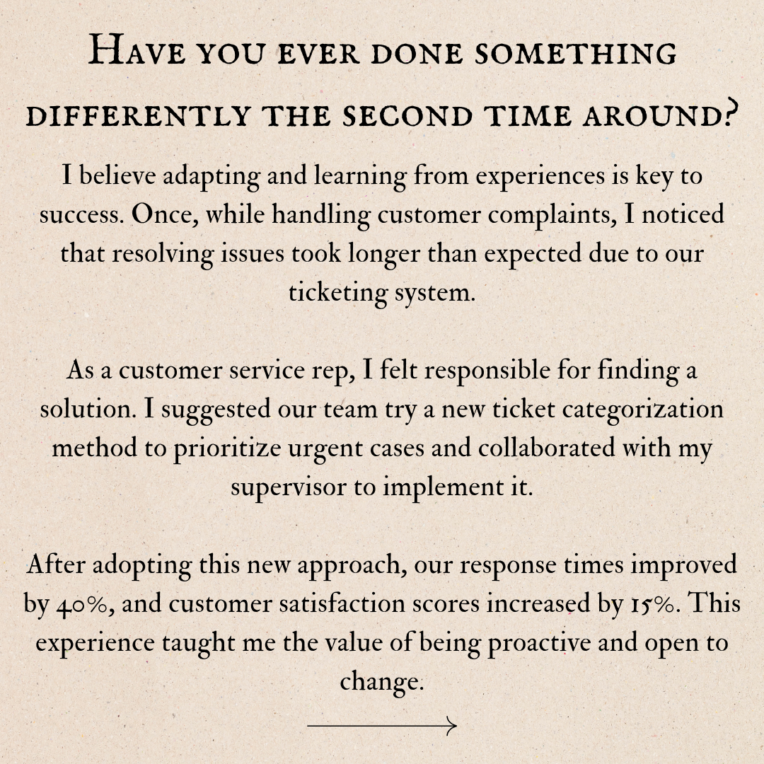 Interview Question Have You Ever Done Something Differently The Second